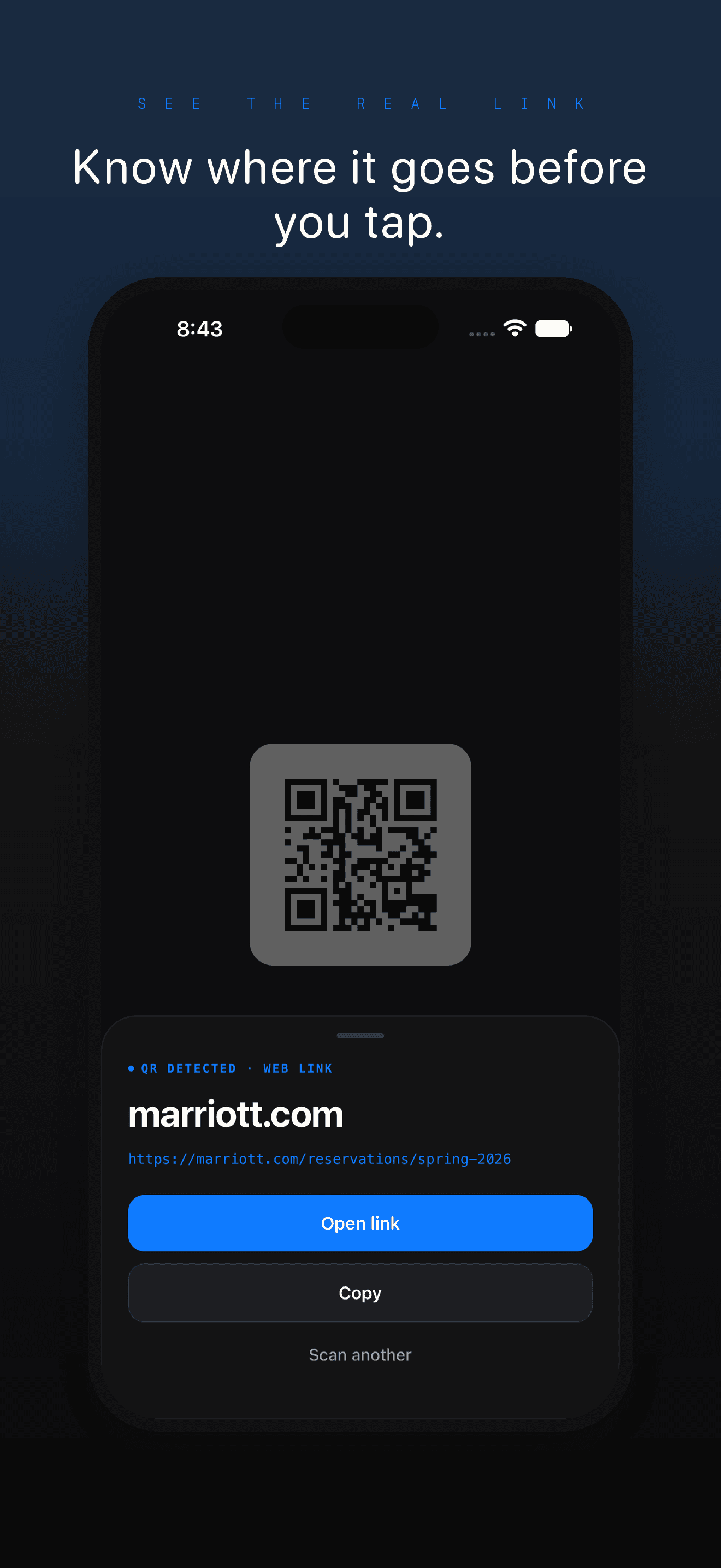 QR Code by teag.me previewing a decoded destination